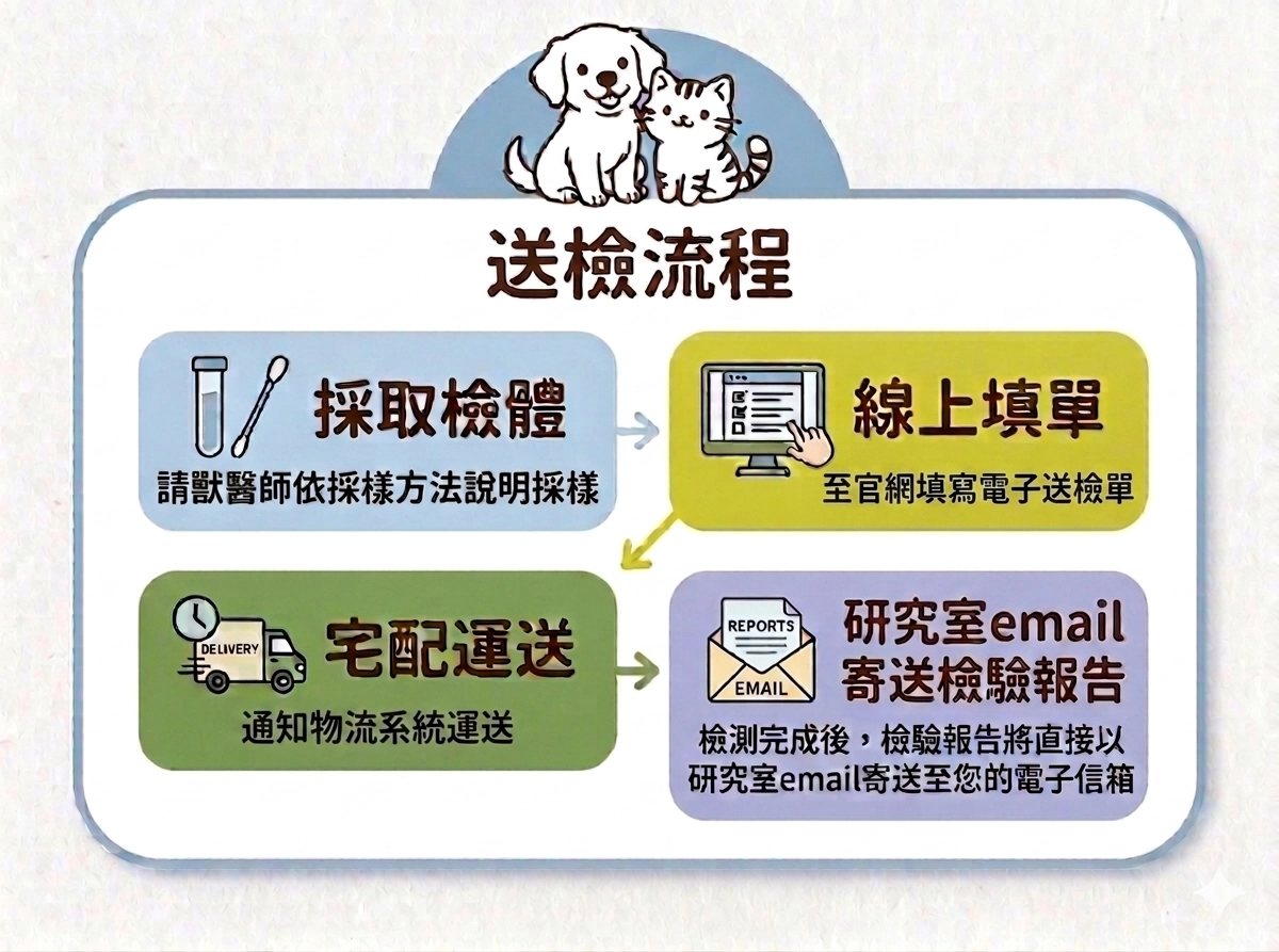 台大獸醫臨床暨分子醫學研究室的檢體送檢流程