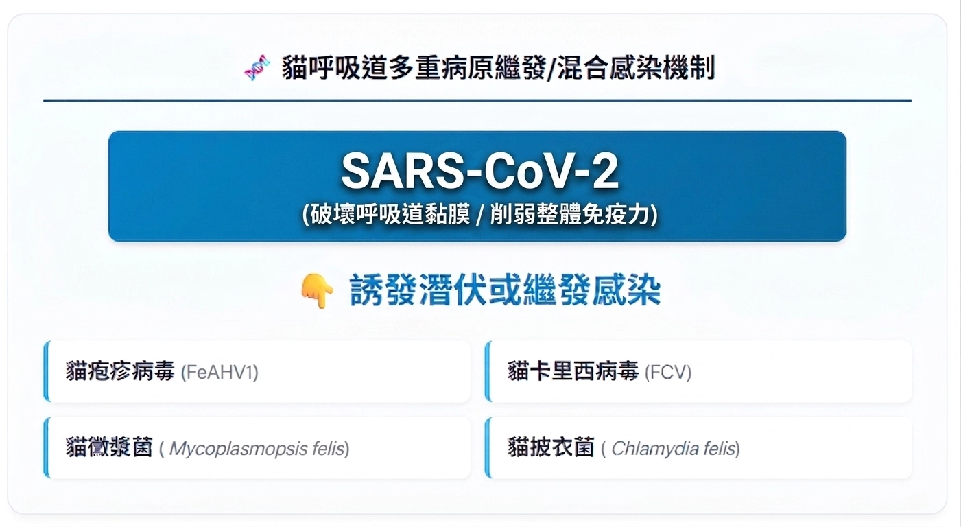 貓感染SARS-CoV-2後引起多重病原的繼發感染
